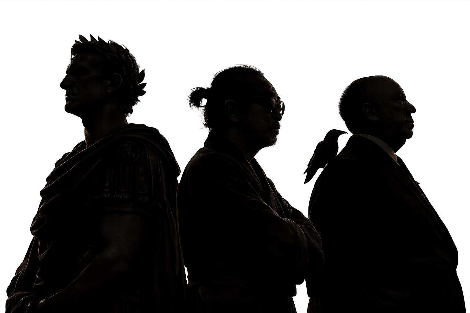 Silhouettes of Caesar, Kurosawa, and Hitchcock